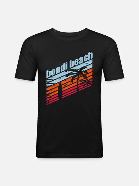 BONDI BEACH - Men's Slim Fit T-Shirt - black