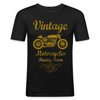 motorcycles racing team 02 - T-shirt près du corps Homme - noir - Devant - Nik (191cm)