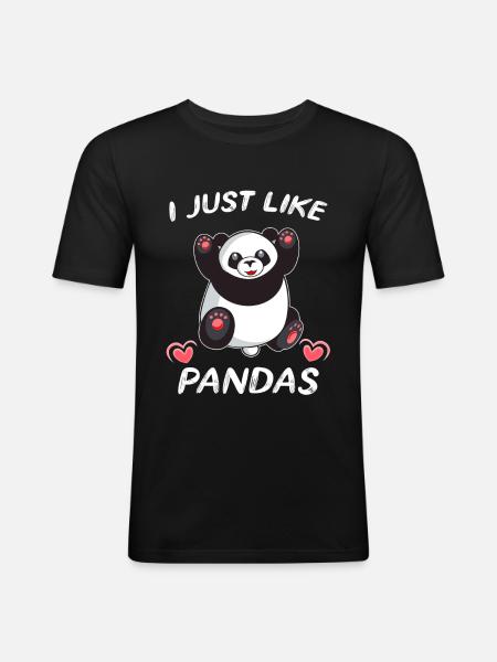 Cute panda i love pandas - Men's Slim Fit T-Shirt - black