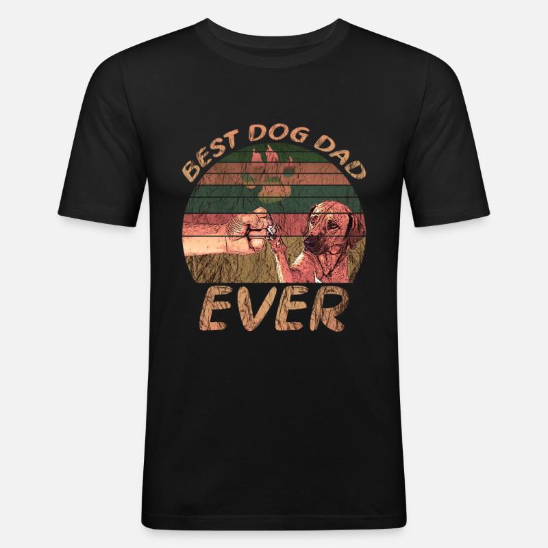 Bester Hunde Papa - Männer Slim Fit T-Shirt - Schwarz