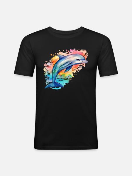 Delfin - Herre Slim Fit T-Shirt - sort