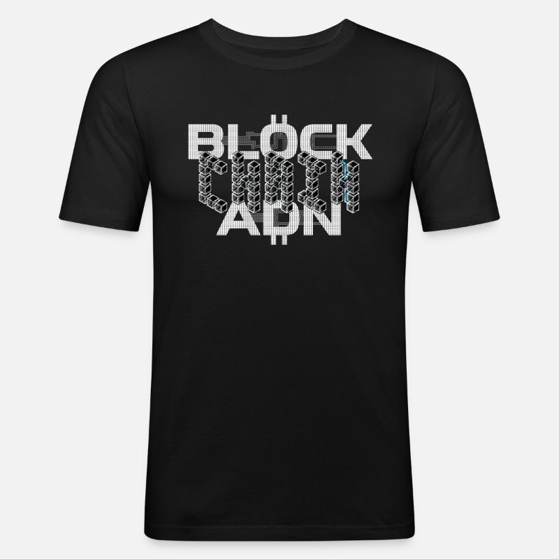 DNA-Blockchain - Krypto Bitcoin - Männer Slim Fit T-Shirt - Schwarz