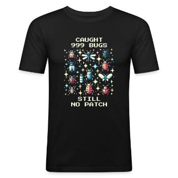 Bug Humour Rétro Pixel Art Gaming Nerd Insectes - T-shirt près du corps Homme - noir - Devant - Nik (191cm)