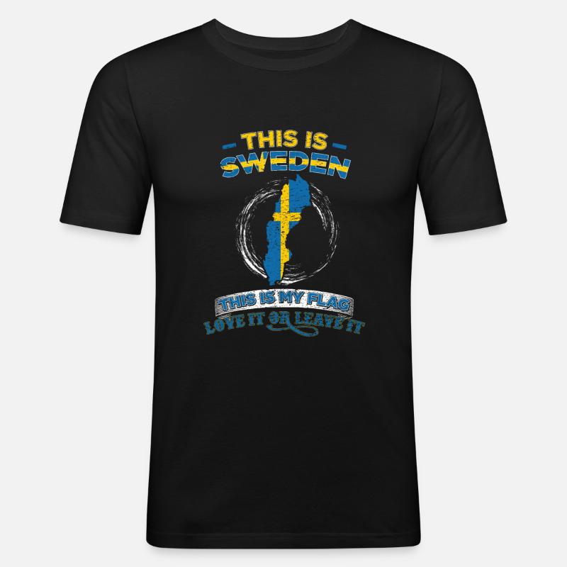 Schweden - Männer Slim Fit T-Shirt - Schwarz