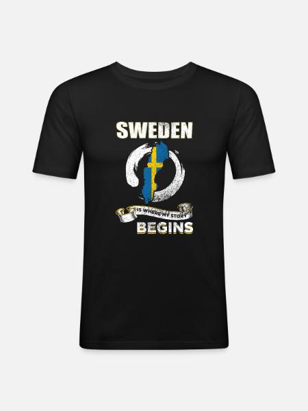 Suède - T-shirt près du corps Homme - noir