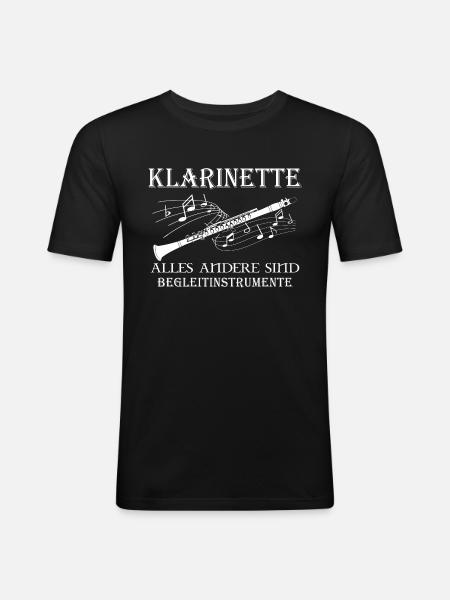 Klarinette - Männer Slim Fit T-Shirt - Schwarz