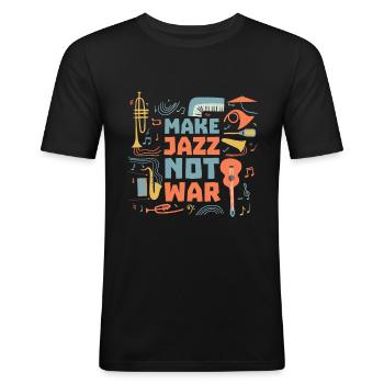 Le jazz au lieu de la guerre - T-shirt près du corps Homme - noir - Devant - Nik (191cm)