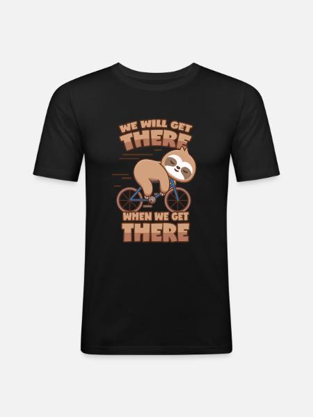 Sloth Bicycle Saying - Men's Slim Fit T-Shirt - black