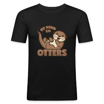 Otter Pun - Men's Slim Fit T-Shirt - black - Front - Nik (191cm)