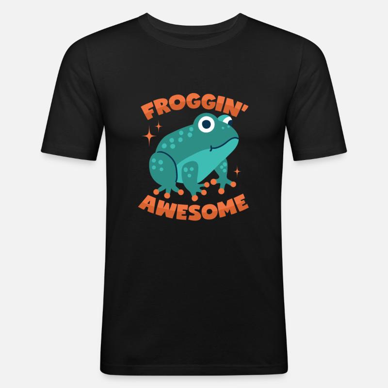 Frosch Wortwitz - Männer Slim Fit T-Shirt - Schwarz
