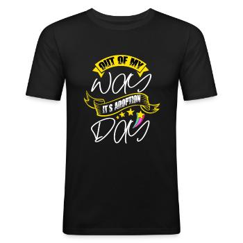 Aus dem Weg, es ist Adoptionstag - Männer Slim Fit T-Shirt - Schwarz - Vorne - Nik (191cm)