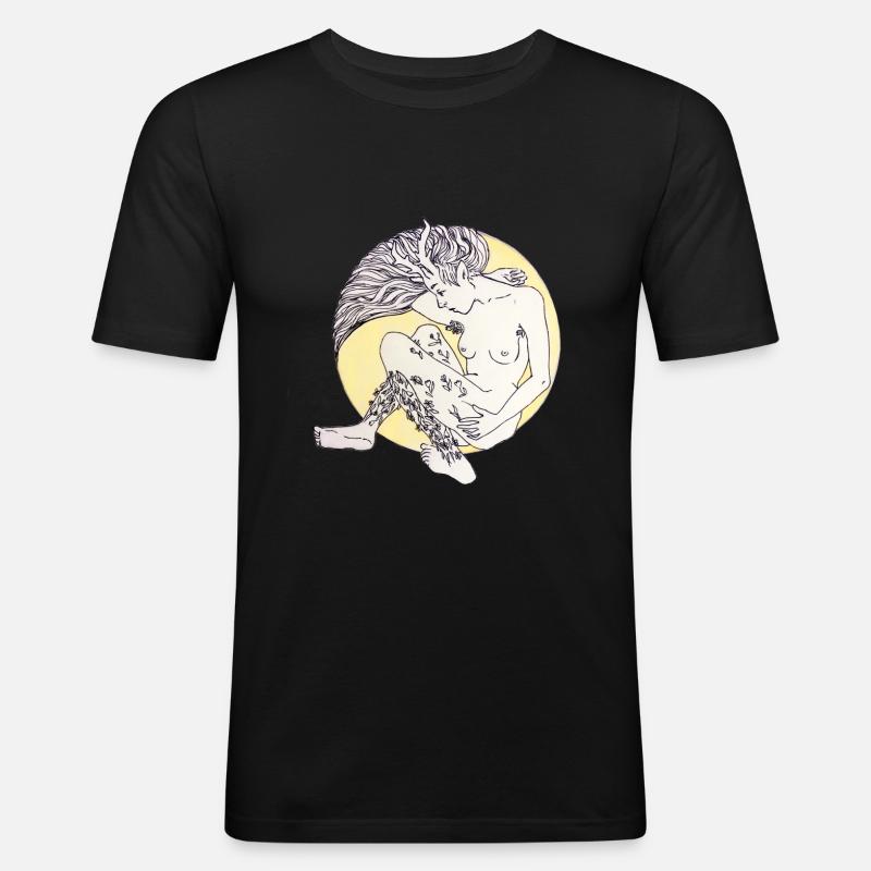 Waldelfe - Männer Slim Fit T-Shirt - Schwarz