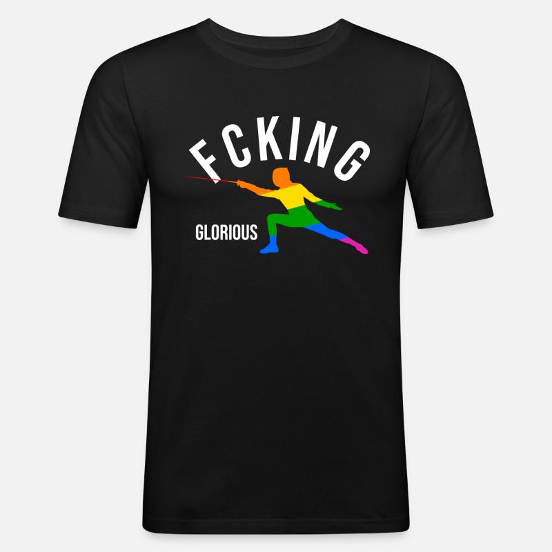 Fcking Glorious Fechter - Männer Slim Fit T-Shirt - Schwarz