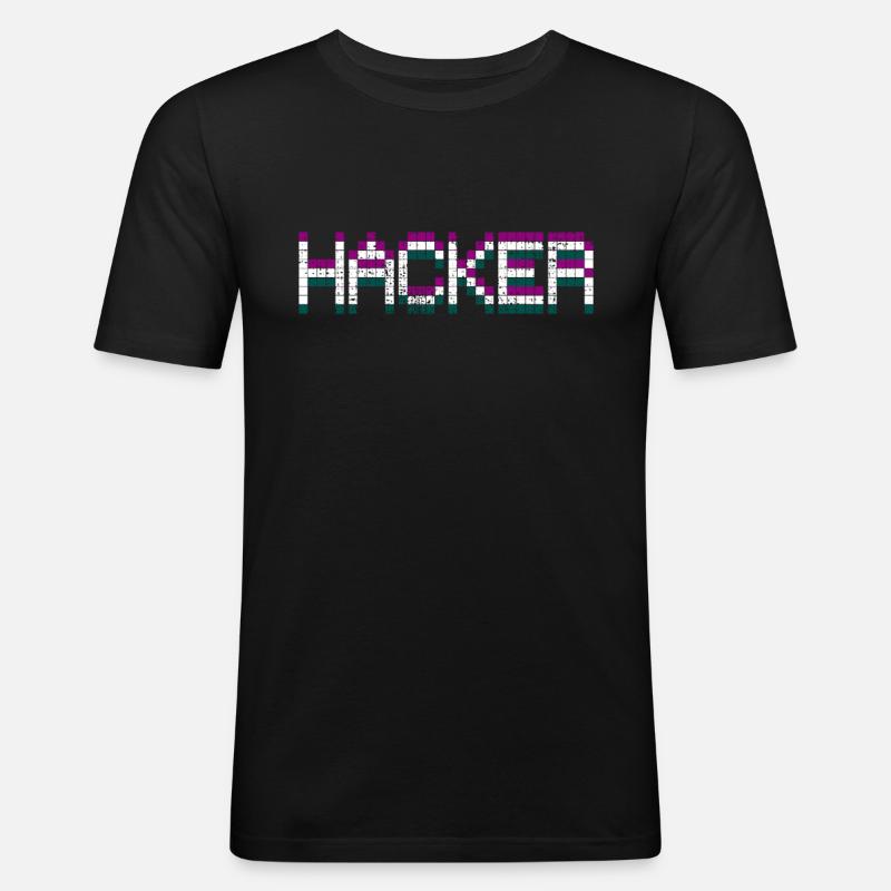 Hacker Hacker Hacker - Männer Slim Fit T-Shirt - Schwarz