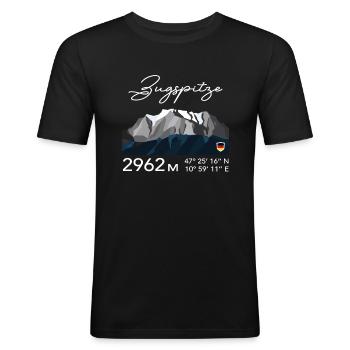 Zugspitze Garmisch Partenkirchen Bayern Low Poly - Männer Slim Fit T-Shirt - Schwarz - Vorne - Nik (191cm)