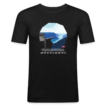 Low Poly Trolltunga Fels Norwegen Flagge Souvenir - Männer Slim Fit T-Shirt - Schwarz - Vorne - Nik (191cm)