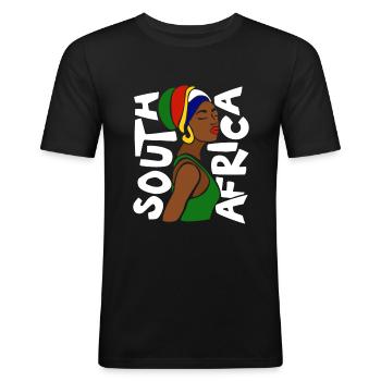 South Africa South African Colors Flag Souvenir - Men's Slim Fit T-Shirt - black - Front - Nik (191cm)