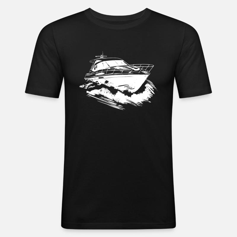 Motorboot - Männer Slim Fit T-Shirt - Schwarz