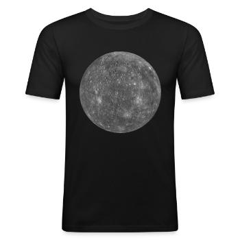 Planeten: Merkur - Männer Slim Fit T-Shirt - Schwarz - Vorne - Nik (191cm)