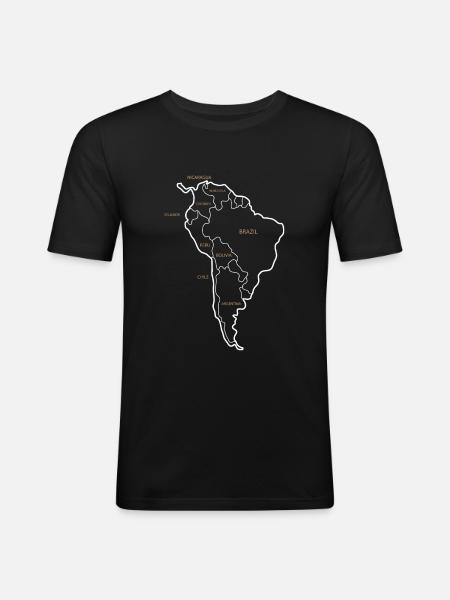 Modern map of South America - Men's Slim Fit T-Shirt - black