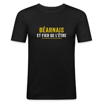 Béarnais et fier de l'être cadeau béarnais bearn - T-shirt près du corps Homme - noir - Devant - Nik (191cm)