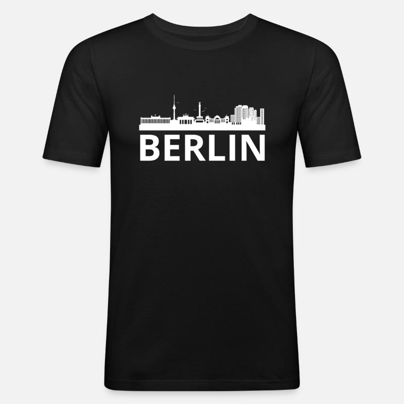 Berliner Skyline - Männer Slim Fit T-Shirt - Schwarz