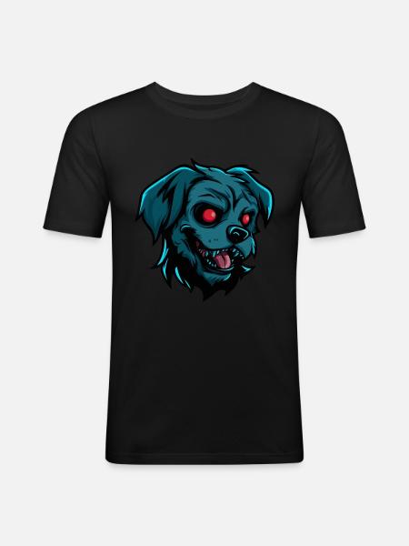 Dog Halloween Comic Zombie - Men's Slim Fit T-Shirt - black
