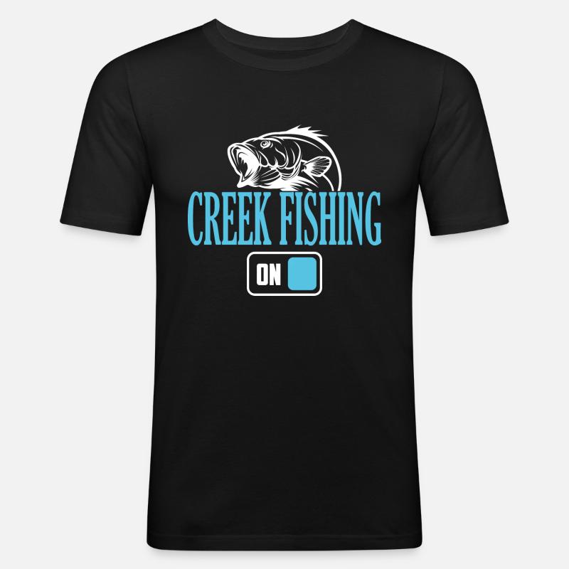 Fisherman Creek Angelmodus Ein - Männer Slim Fit T-Shirt - Schwarz