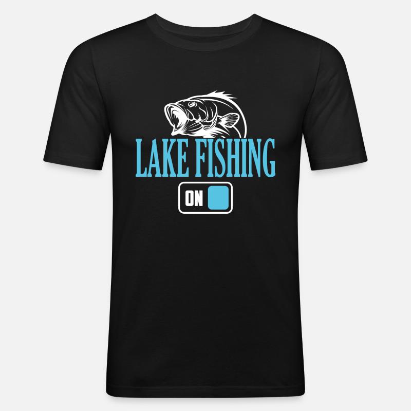 Fisherman Lake Angelmodus Ein - Männer Slim Fit T-Shirt - Schwarz