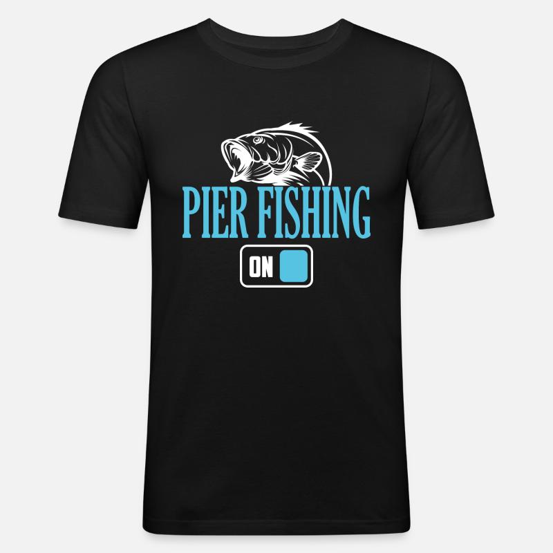 Fisherman Pier Angelmodus Ein - Männer Slim Fit T-Shirt - Schwarz