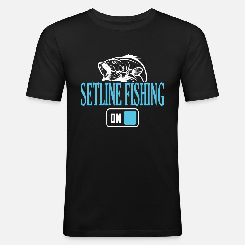 Fisherman Setline Angelmodus Ein - Männer Slim Fit T-Shirt - Schwarz