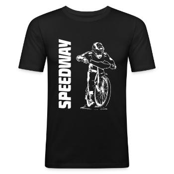 Speedway - Motorcycle Speedway - Männer Slim Fit T-Shirt - Schwarz - Vorne - Nik (191cm)