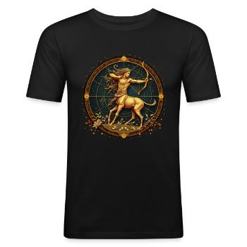 Sagittarius Astral Archer Zodiac Design - Men's Slim Fit T-Shirt - black - Front - Nik (191cm)