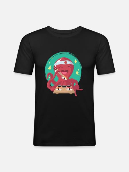 Octopus Sushi Sushi Master - Men's Slim Fit T-Shirt - black