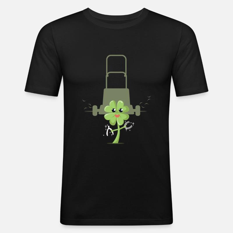 Ein Kleeblatt wird gemäht - Männer Slim Fit T-Shirt - Schwarz