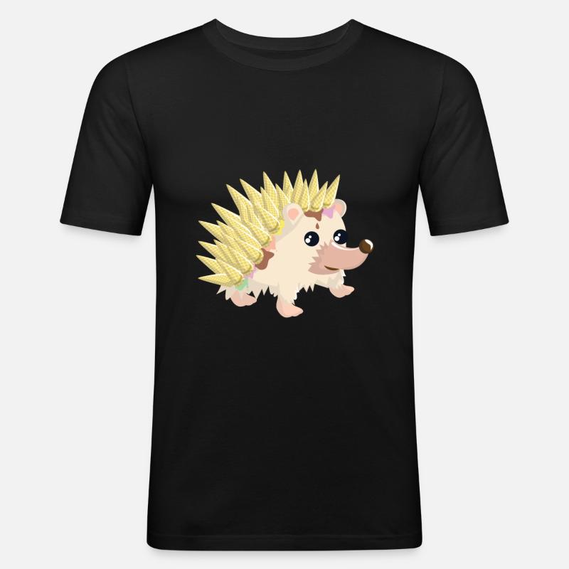 Igel mit Eiswaffeln - Men's Slim Fit T-Shirt - black