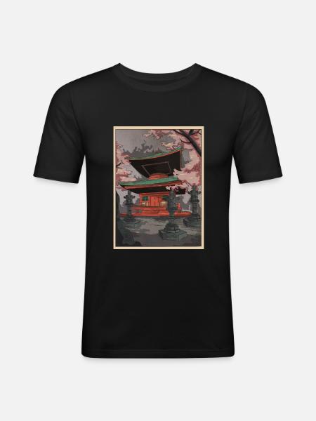 Japan Cherry Blossom Bonsai Anime Japanese Gift - Herre Slim Fit T-Shirt - sort