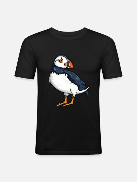 Iceland flag puffin gift - Men's Slim Fit T-Shirt - black