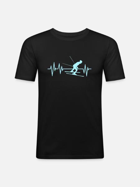 Ski heartbeat - Men's Slim Fit T-Shirt - black