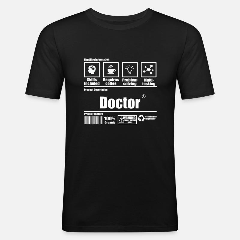 Doktor - Männer Slim Fit T-Shirt - Schwarz