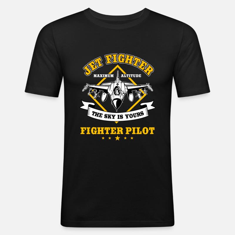 Kampfpilot Düsenjäger - Männer Slim Fit T-Shirt - Schwarz