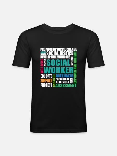 Sozialarbeiter Spruch - Männer Slim Fit T-Shirt - Schwarz