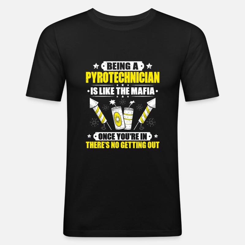 Pyrotechniker Feuerwerk Pyrotechnik Pyrotechnician - Männer Slim Fit T-Shirt - Schwarz