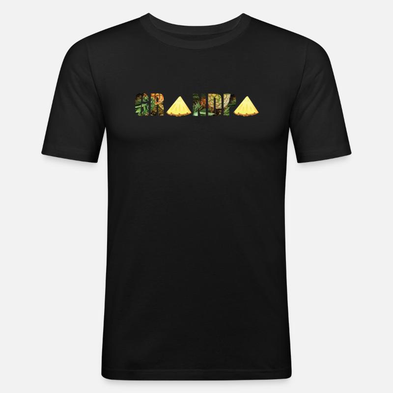Ananas Opa - Männer Slim Fit T-Shirt - Schwarz