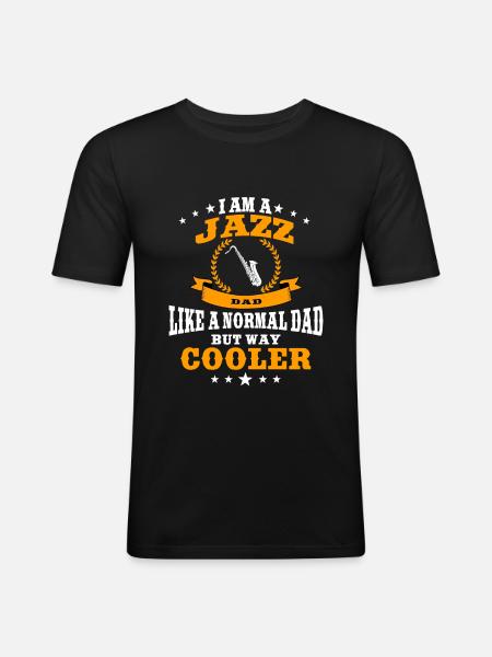 Jazz Dad - Männer Slim Fit T-Shirt - Schwarz
