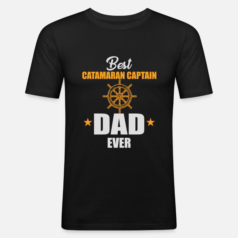Bester Katamaran Papa - Männer Slim Fit T-Shirt - Schwarz