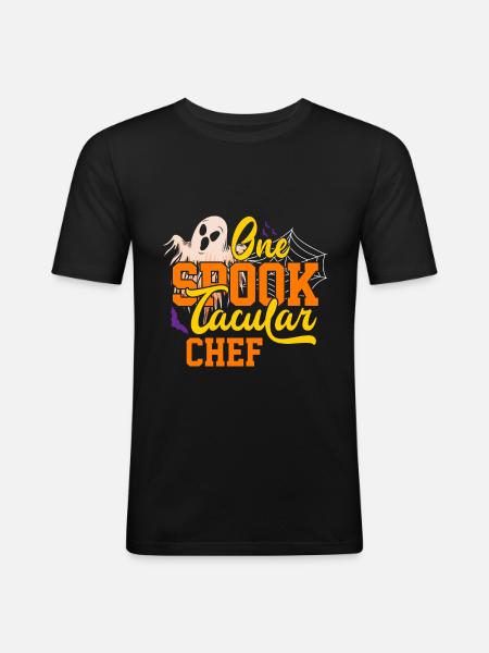 Halloween One Spooktacular Chef - Männer Slim Fit T-Shirt - Schwarz