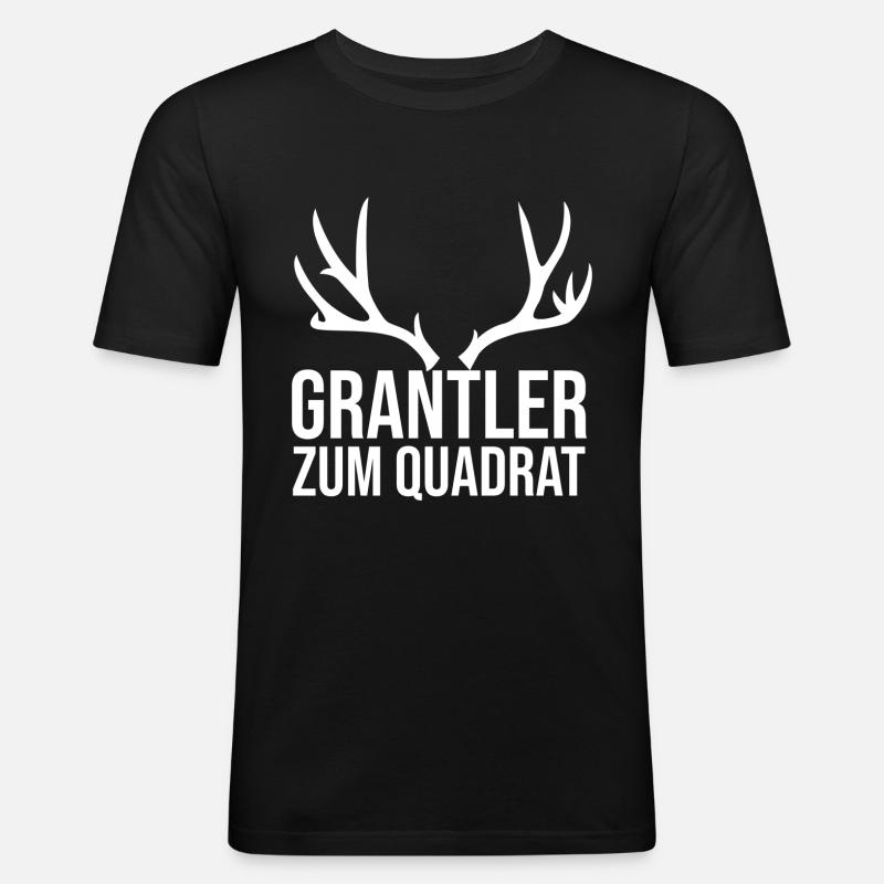Grantler squared. Grantln grumpy Lausbua. - Men's Slim Fit T-Shirt - black