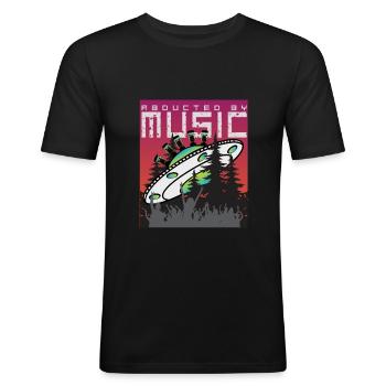 UFO kidnappé par Music EDM Techno Festival - T-shirt près du corps Homme - noir - Devant - Nik (191cm)