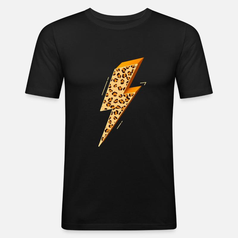 Blitz, Blitz Bolzen, Blitzschlag, - Männer Slim Fit T-Shirt - Schwarz